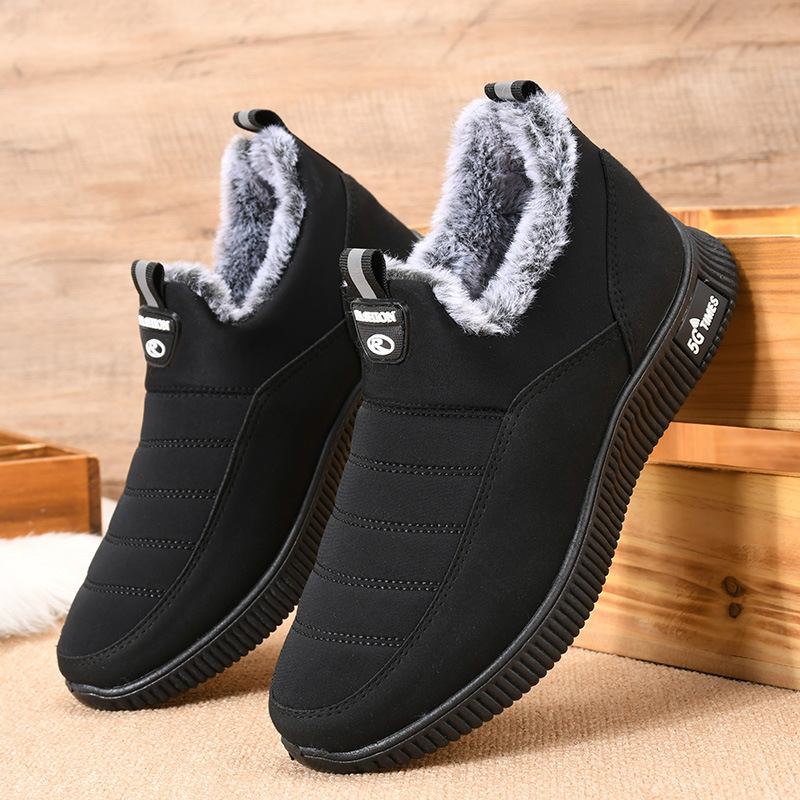 Halkfri Män Varmfodrad Mjuk Sula Solid Slip On Outdoor Casual Snow Shoes