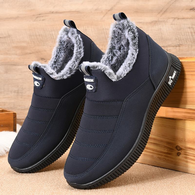 Halkfri Män Varmfodrad Mjuk Sula Solid Slip On Outdoor Casual Snow Shoes