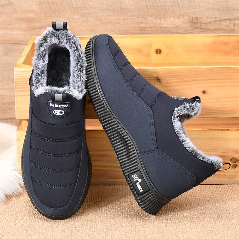 Halkfri Män Varmfodrad Mjuk Sula Solid Slip On Outdoor Casual Snow Shoes