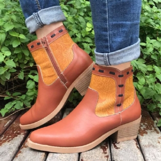 Kvinnor Splicing Chunky Heel Casual Ankel Boots