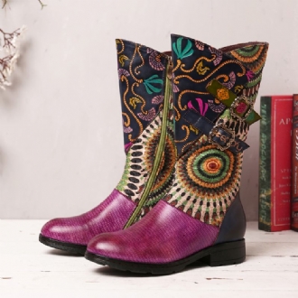 Kvinnors Splitsning Stammönster Basel Mid-calf Dragkedja Western Boots