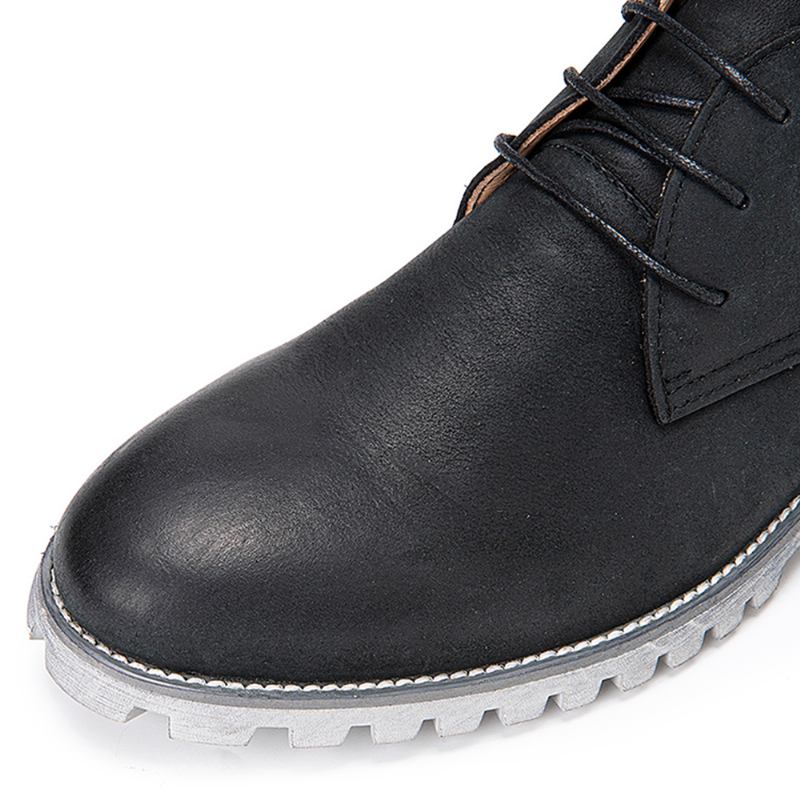 Män Äkta Läder Mjuk Sula Snörning Casual Martin Boots