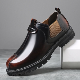 Män Andas Rund Tå Mjuk Sula England Style Slip On Casual Chelsea Boots