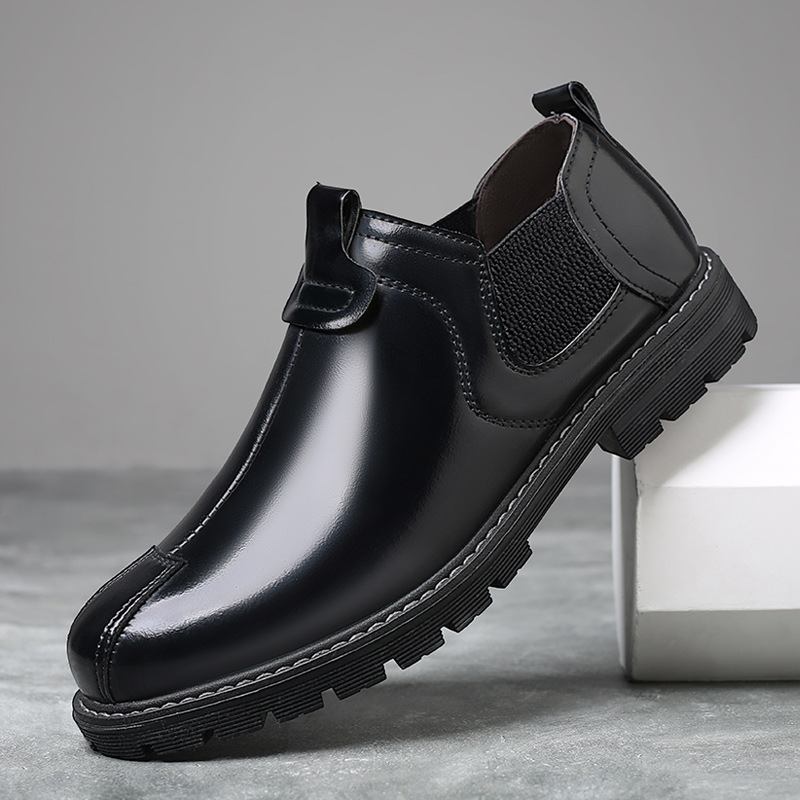 Män Andas Rund Tå Mjuk Sula England Style Slip On Casual Chelsea Boots