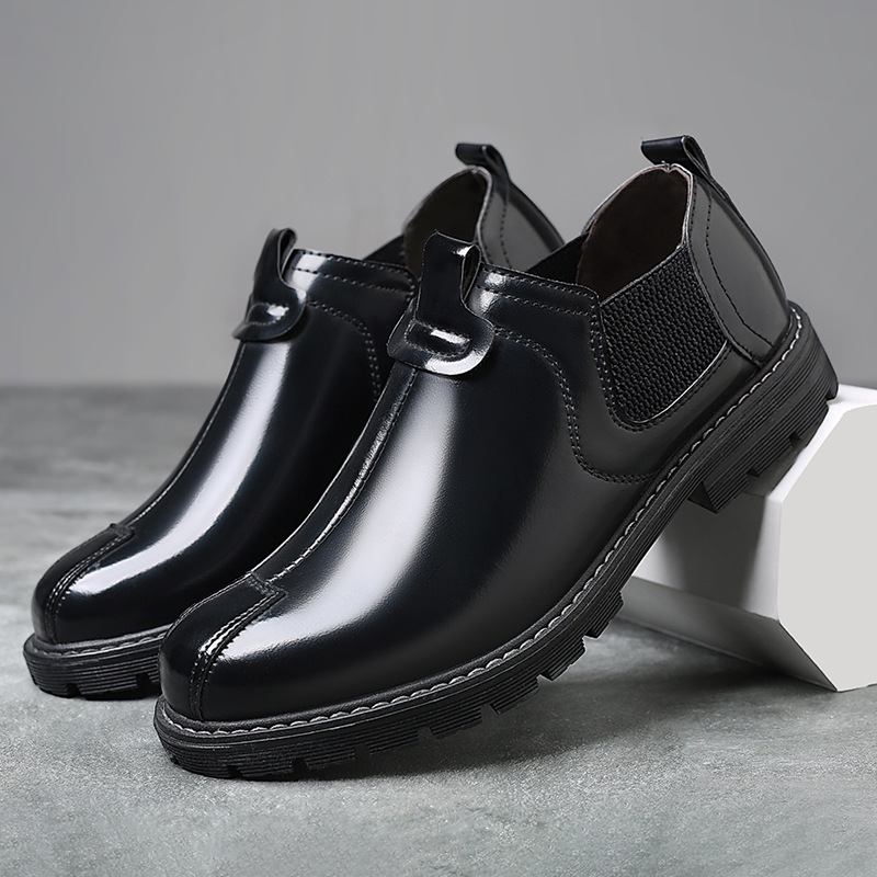 Män Andas Rund Tå Mjuk Sula England Style Slip On Casual Chelsea Boots