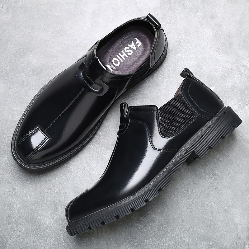 Män Andas Rund Tå Mjuk Sula England Style Slip On Casual Chelsea Boots