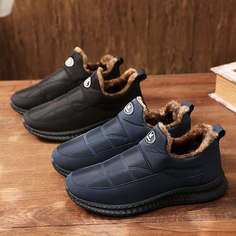 Män Enfärgad Varmfodrad Mjuk Slip On Casual Ankel Snow Boots