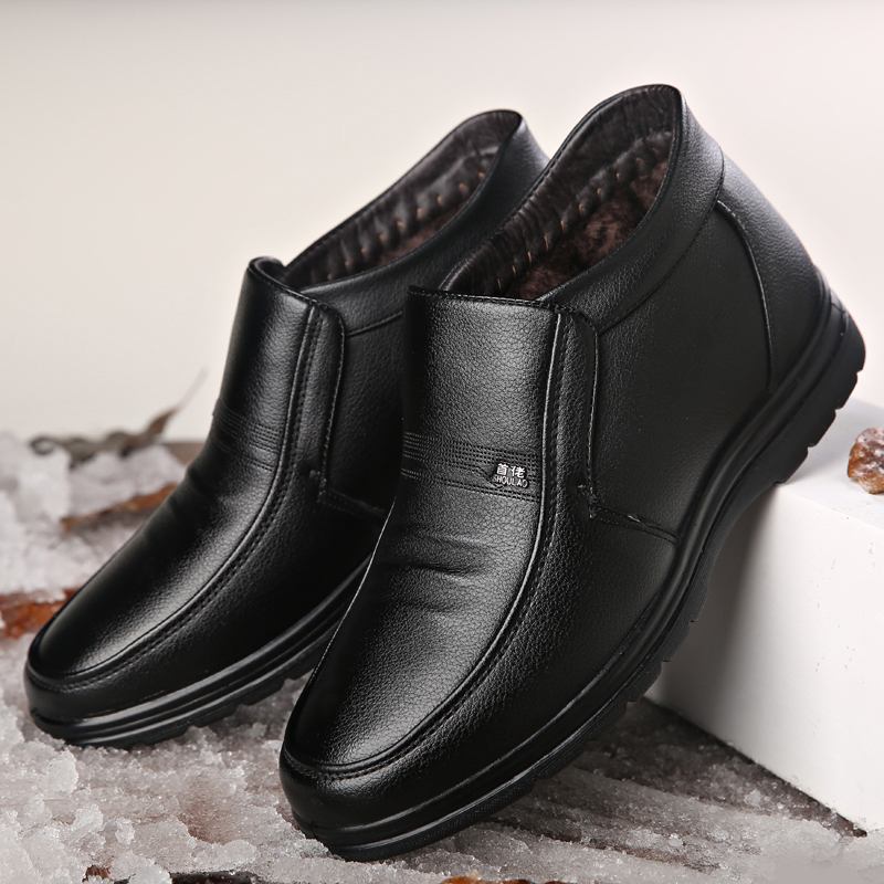 Män Kohud Läder Varmfodrad Mjuk Business Casual Ankelboots