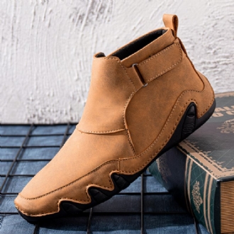 Män Läder Handsömmar Andas Mjuk Sula Brief Solid Casual Sports Boots