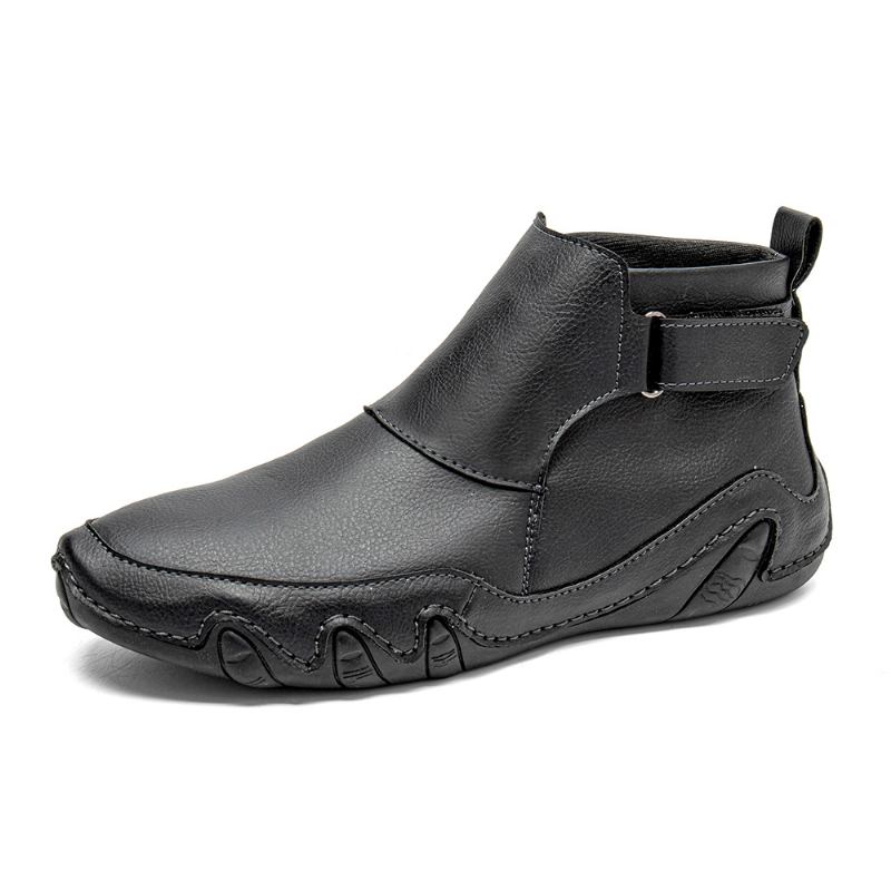 Män Läder Handsömmar Andas Mjuk Sula Brief Solid Casual Sports Boots