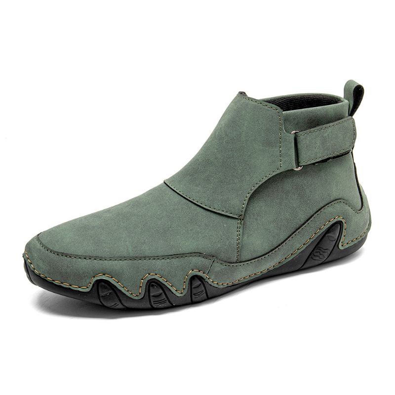 Män Läder Handsömmar Andas Mjuk Sula Brief Solid Casual Sports Boots