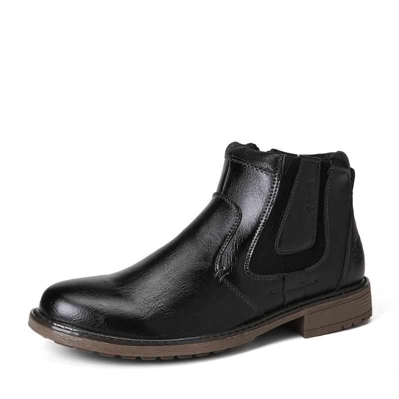 Män Ren Färg Vintage Side Zipper Casual Chelsea Ankel Boots