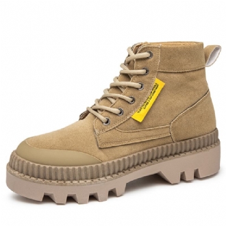 Män Snygg Retro Wide Fit Rund Tå Casual Platform Tooling Boots