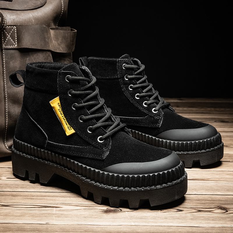 Män Snygg Retro Wide Fit Rund Tå Casual Platform Tooling Boots