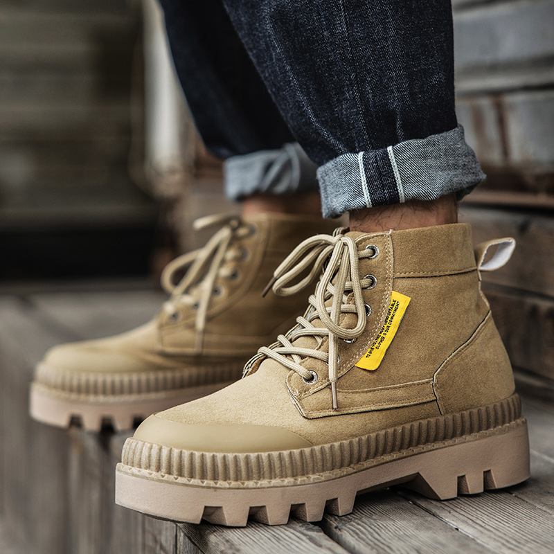 Män Snygg Retro Wide Fit Rund Tå Casual Platform Tooling Boots