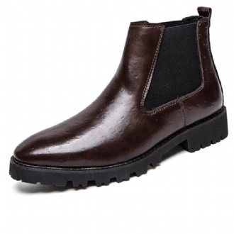 Män Vintage Elastiska Slip-on Business Läder Ankel Chelsea Boots