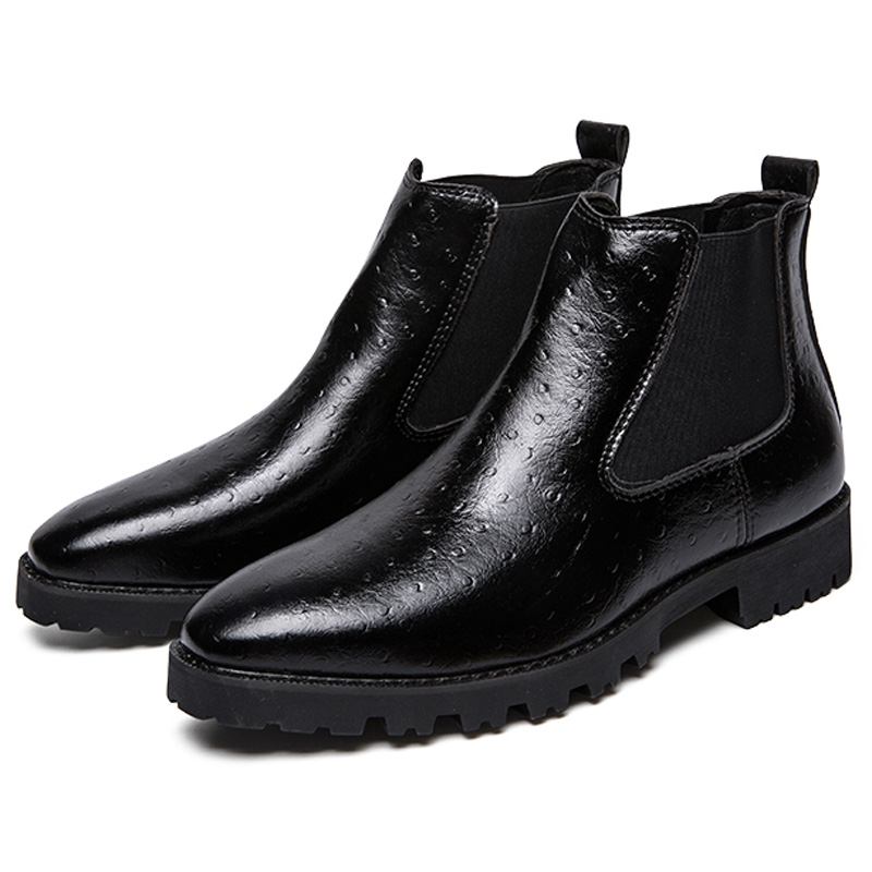 Män Vintage Elastiska Slip-on Business Läder Ankel Chelsea Boots