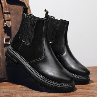 Mänssömmar Elastiskt Band Ren Färg Short Casual Chelsea Boots