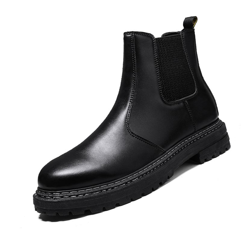 Mänssömmar Elastiskt Band Ren Färg Short Casual Chelsea Boots