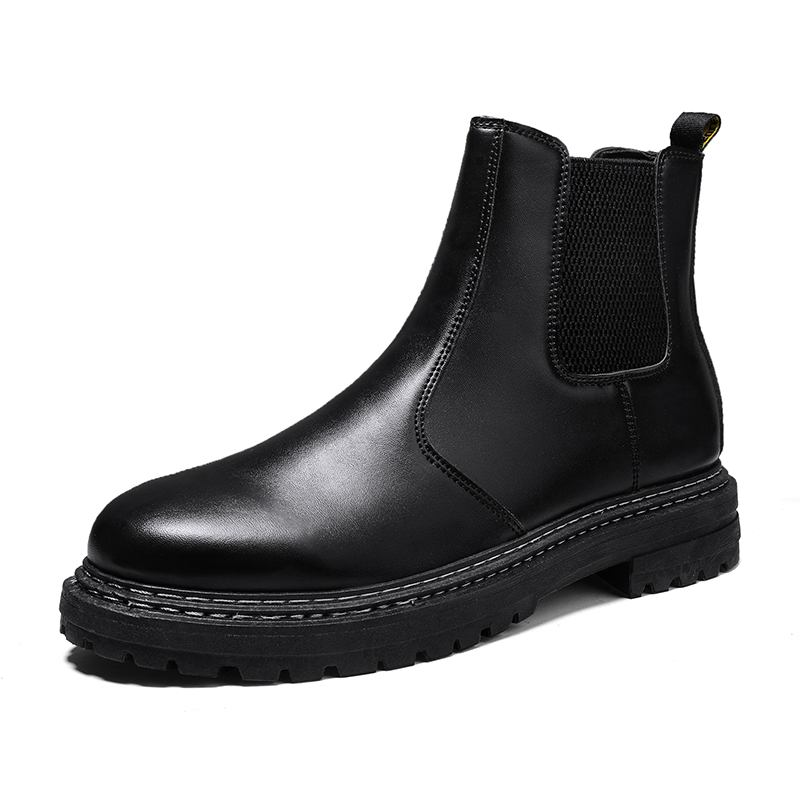 Mänssömmar Elastiskt Band Ren Färg Short Casual Chelsea Boots