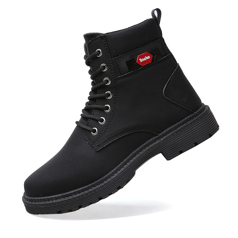 Mjuk Sula Som Andas För Män Halkfri Brief Ren Färg Snörning Casual Martin Boots