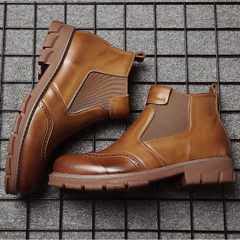 Mjuka Klassiska Brogue Chelsea Boots