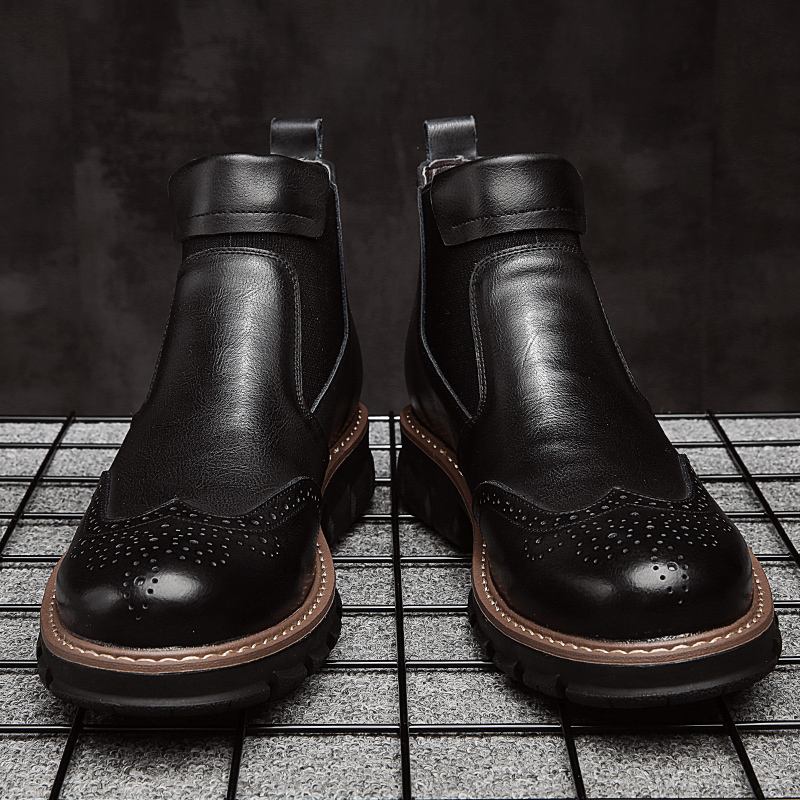 Mjuka Klassiska Brogue Chelsea Boots