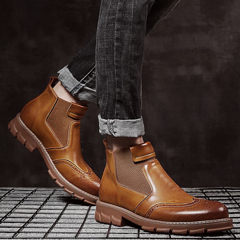 Mjuka Klassiska Brogue Chelsea Boots