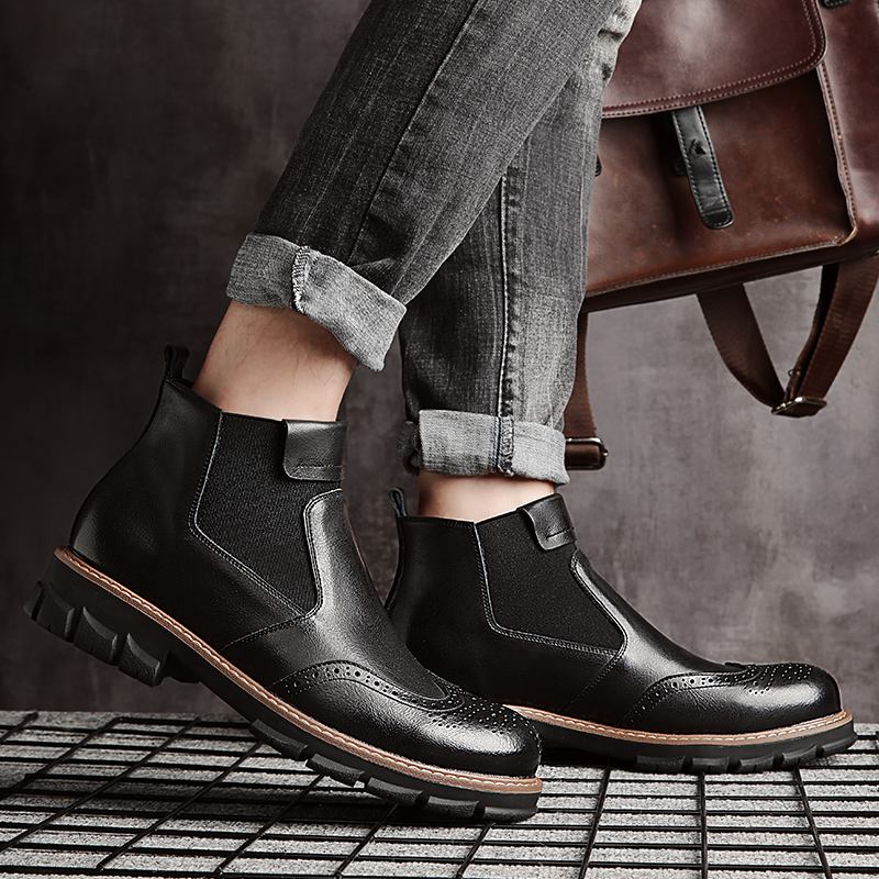 Mjuka Klassiska Brogue Chelsea Boots