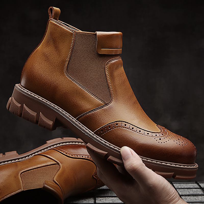 Mjuka Klassiska Brogue Chelsea Boots