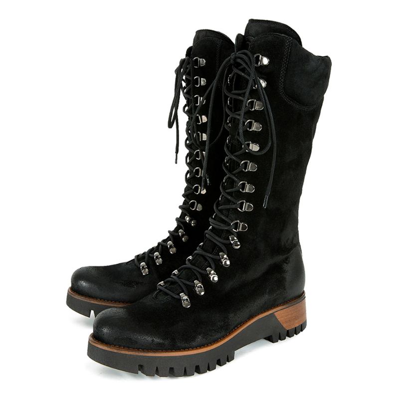 Plus Size Kvinnor Bärbara Mocka Sido Zipper Mid Calf Combat Boots