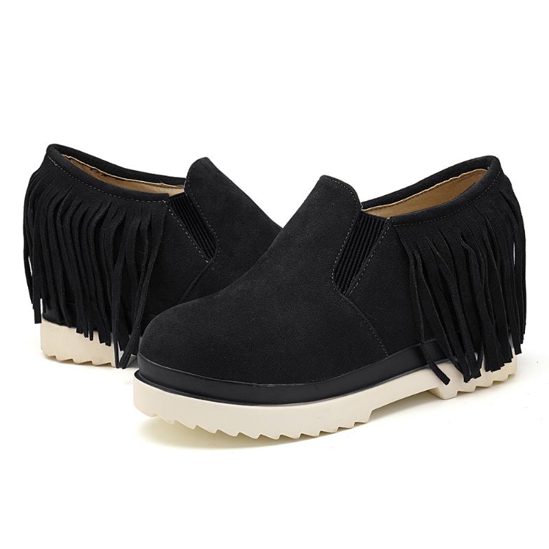 Tassel Slip On Wedges Platform Bekväma Ankelstövlar