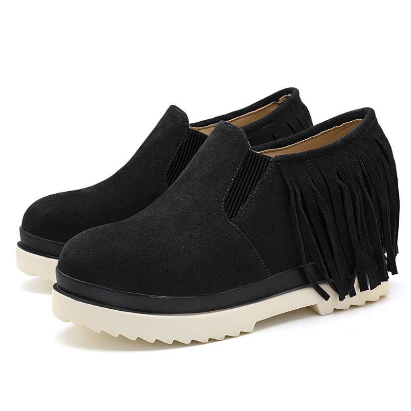 Tassel Slip On Wedges Platform Bekväma Ankelstövlar