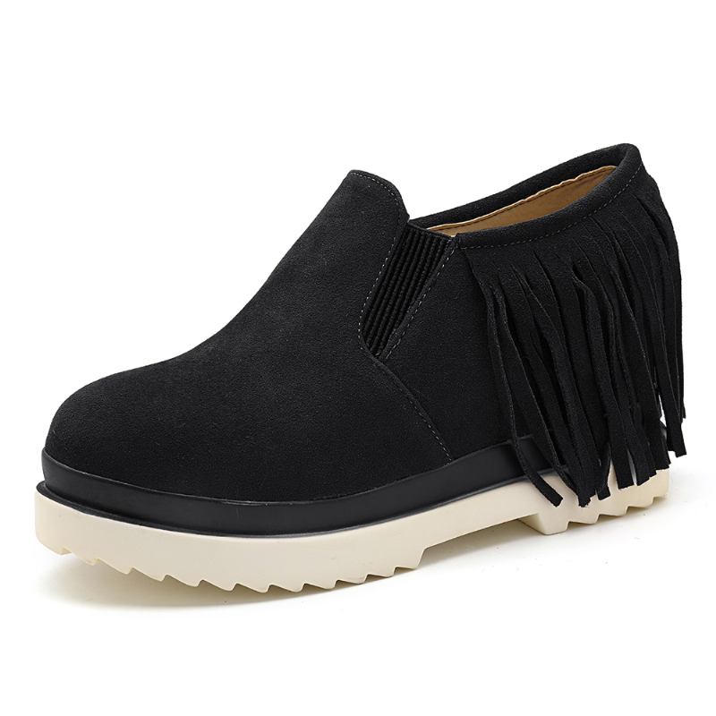 Tassel Slip On Wedges Platform Bekväma Ankelstövlar