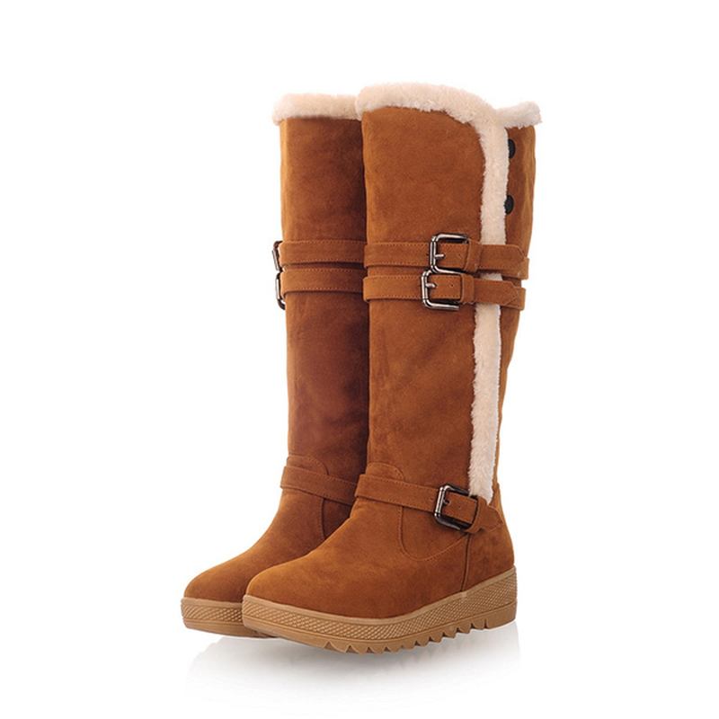 Us Storlek 5-12 Dam Vinterpälsfoder Håller Varma Mid Calf Snow Boots