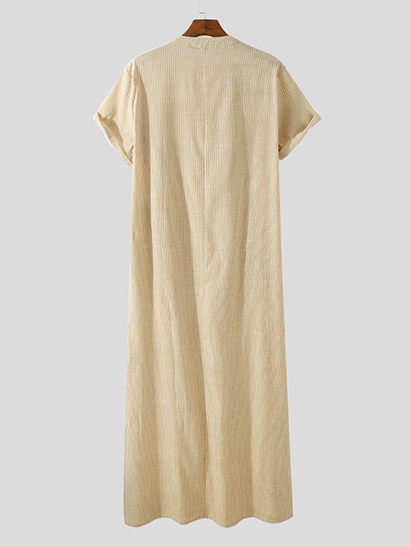 Herr 100% Bomull Randig Casual Robe Kaftan