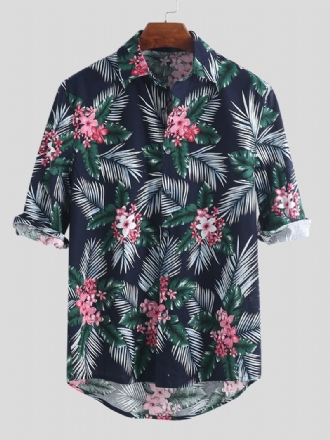 Herr Tropical Plants Tryckta Hawaiian Casual Shirts