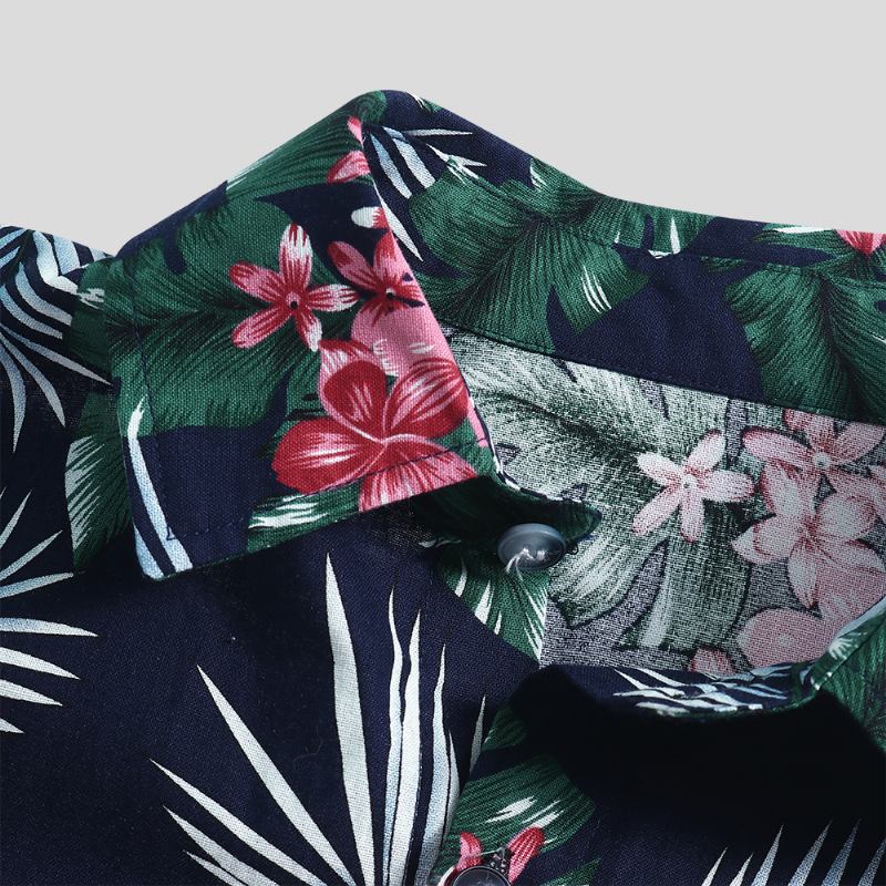 Herr Tropical Plants Tryckta Hawaiian Casual Shirts