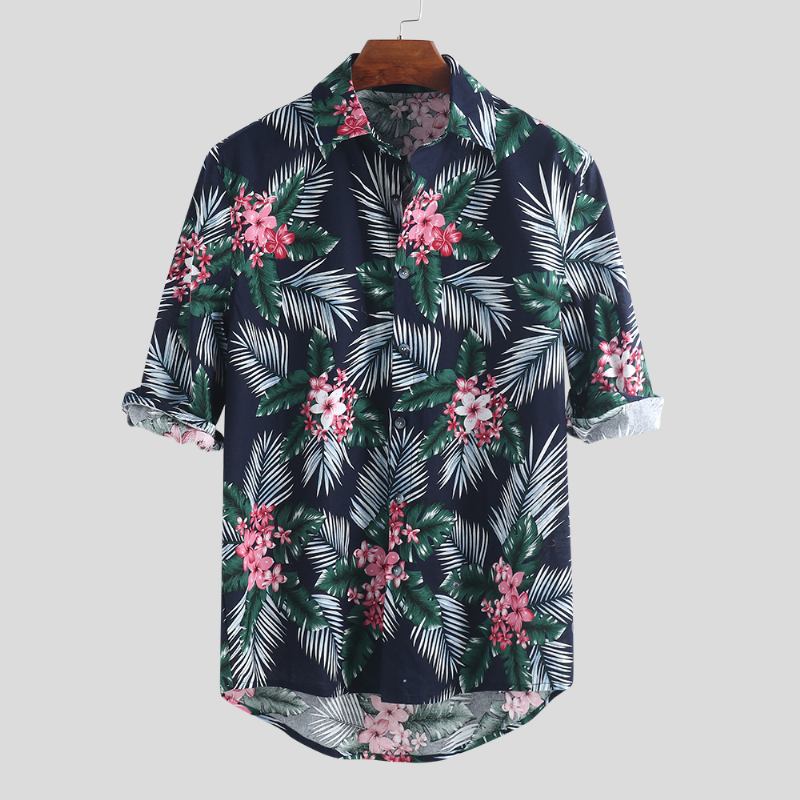 Herr Tropical Plants Tryckta Hawaiian Casual Shirts