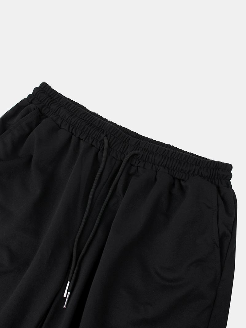 Män Letter Med Tryck Ljus Lösa Dragsko Shorts Casual Set