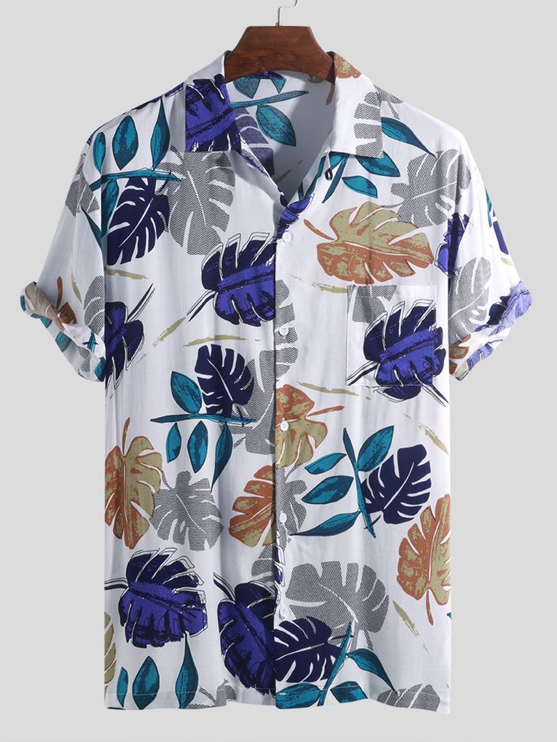 Tropical Plants Med Tryck Hawaiian Beach Shirts