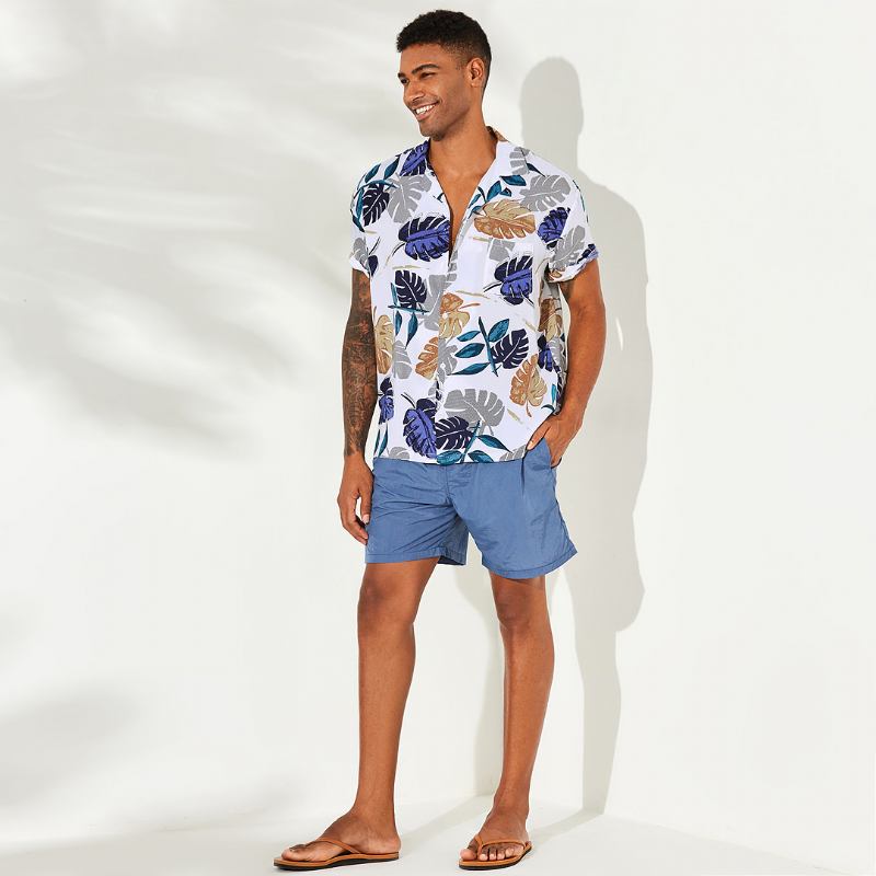 Tropical Plants Med Tryck Hawaiian Beach Shirts