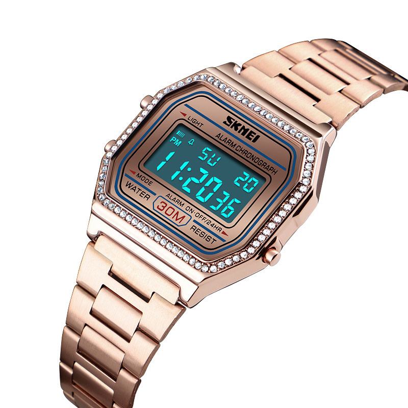 Casual Damklocka 3atm Waterproof El Light Week Display Mode Digital Watch