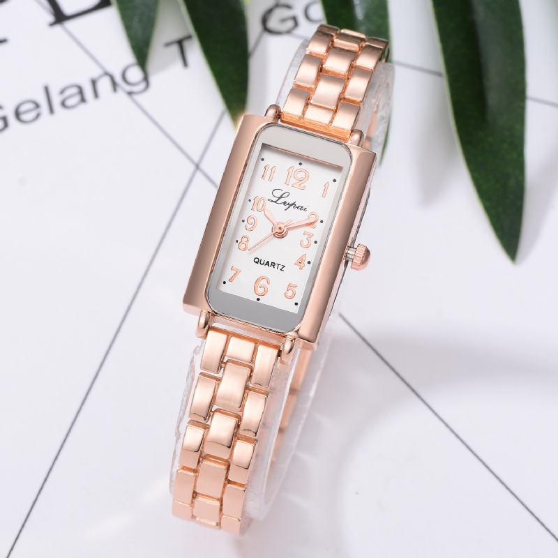 Elegant Design Dam Armband Watch Rektangel Full Steel Quartz Watch