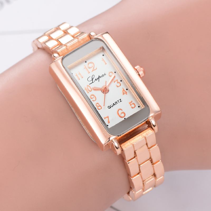 Elegant Design Dam Armband Watch Rektangel Full Steel Quartz Watch