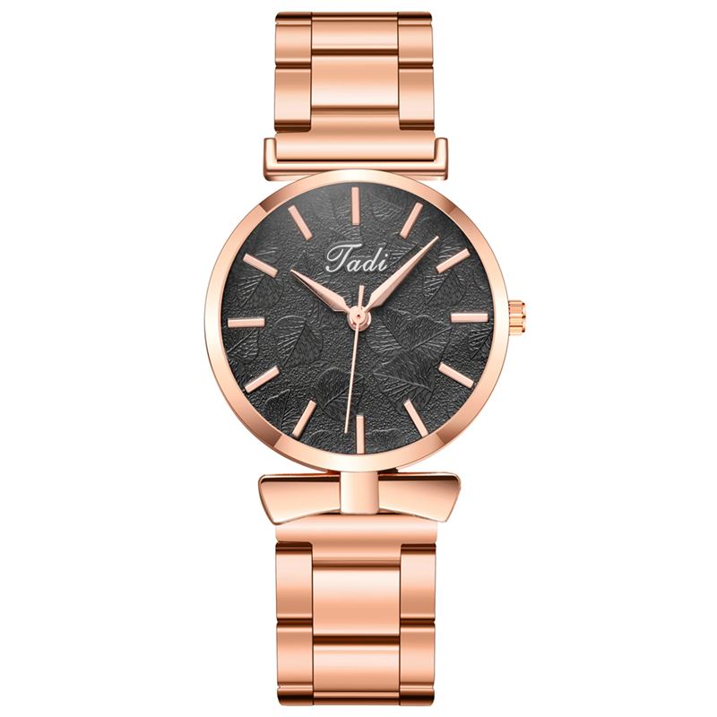 Elegant Design Utan Nummer Urtavla Casual Damarmbandsur Rose Gold Case Full Quartz Watch