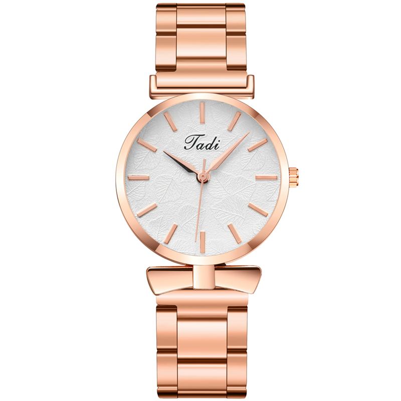 Elegant Design Utan Nummer Urtavla Casual Damarmbandsur Rose Gold Case Full Quartz Watch