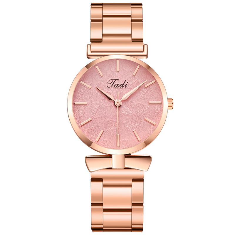 Elegant Design Utan Nummer Urtavla Casual Damarmbandsur Rose Gold Case Full Quartz Watch