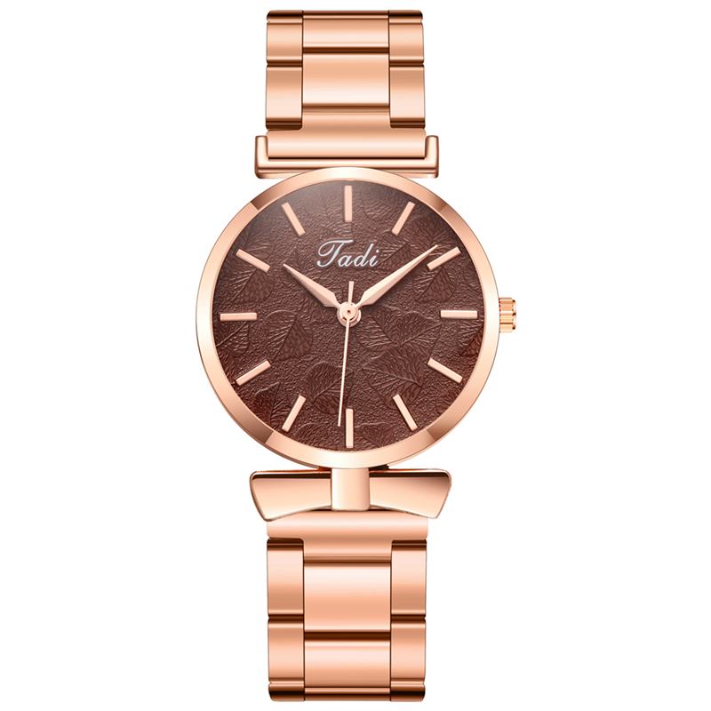 Elegant Design Utan Nummer Urtavla Casual Damarmbandsur Rose Gold Case Full Quartz Watch