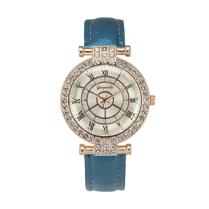 Läderband Damarmbandsur Casual Style Crystal Quartz Watch